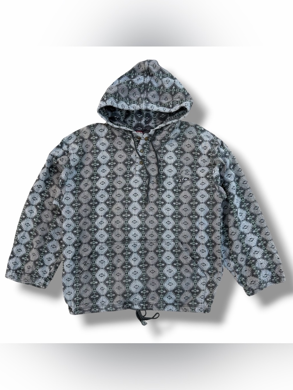 Vintage Rusty Baja Pullover Hoodie Gray/Green Size Large 80s-90s Jacquard AOP